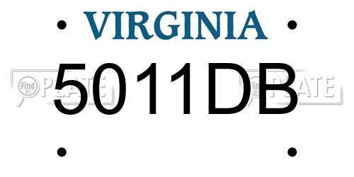 5011DB Virginia License Plate