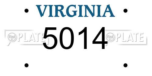 5014 Virginia License Plate