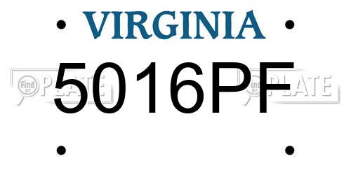 5016PF Virginia License Plate