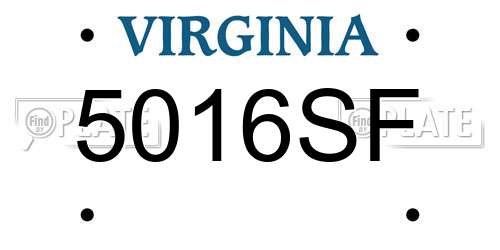 5016SF Virginia License Plate