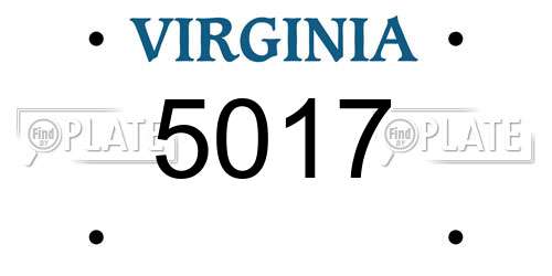 5017 Virginia License Plate