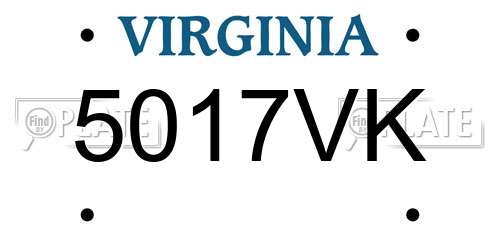5017VK Virginia License Plate