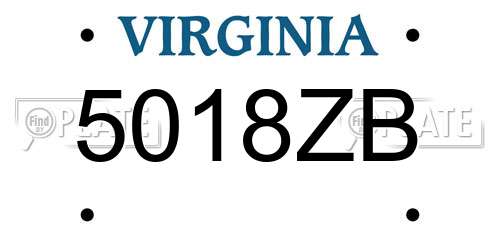 5018ZB Virginia License Plate