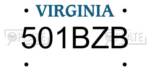 501BZB Virginia License Plate