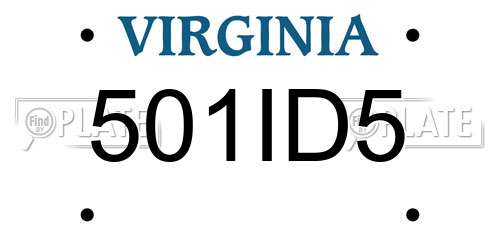 501ID5 Virginia License Plate
