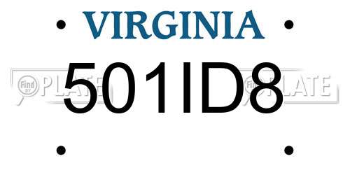 501ID8 Virginia License Plate