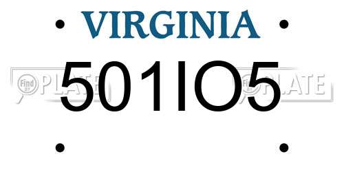 501IO5 Virginia License Plate