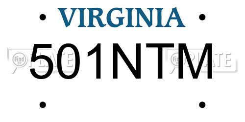 501NTM Virginia License Plate