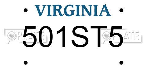 501ST5 Virginia License Plate