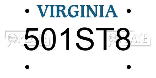 501ST8 Virginia License Plate
