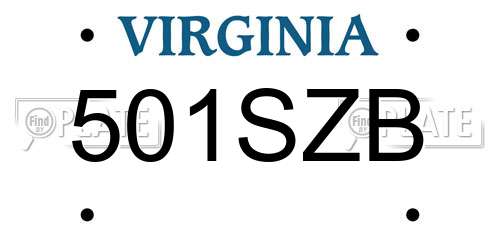 501SZB Virginia License Plate