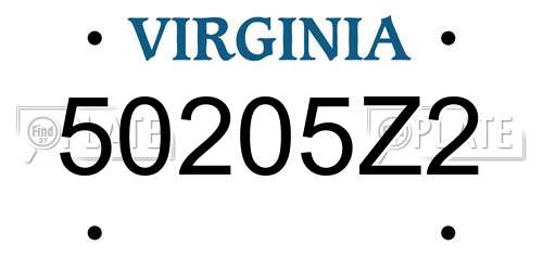 50205Z2 Virginia License Plate