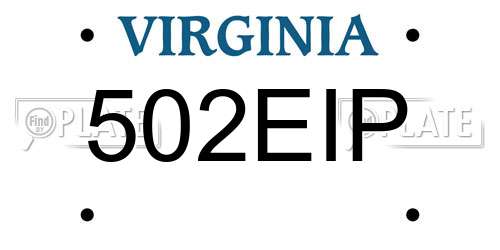 502EIP Virginia License Plate
