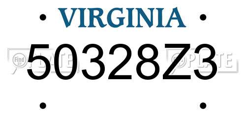 50328Z3 Virginia License Plate