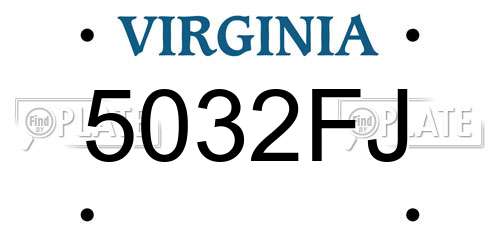 5032FJ Virginia License Plate