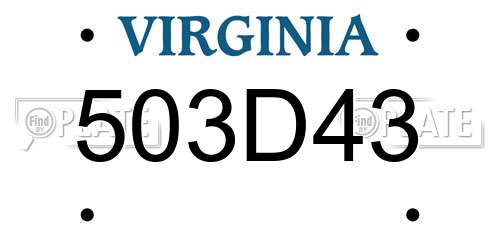 503D43 Virginia License Plate