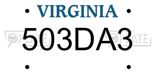 503DA3 Virginia License Plate