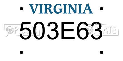 503E63 Virginia License Plate