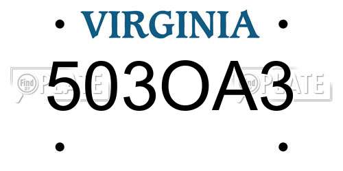 503OA3 Virginia License Plate