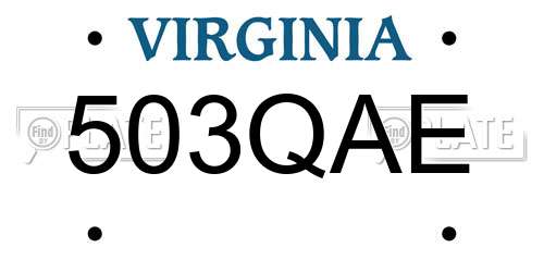 503QAE Virginia License Plate