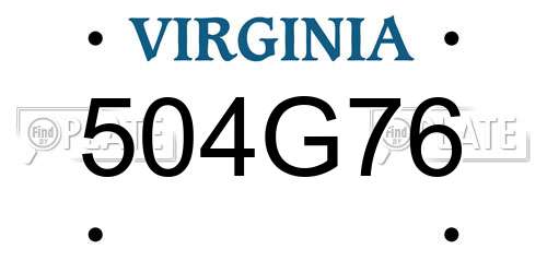 504G76 Virginia License Plate