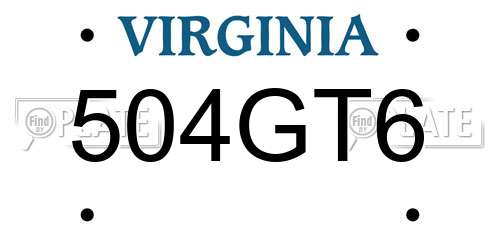 504GT6 Virginia License Plate