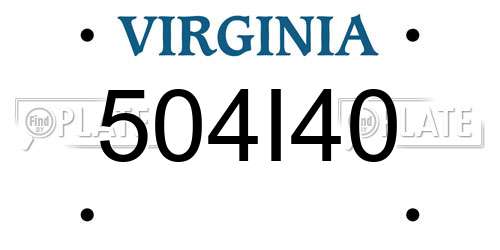 504I40 Virginia License Plate