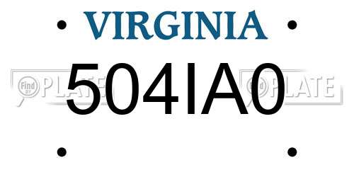 504IA0 Virginia License Plate