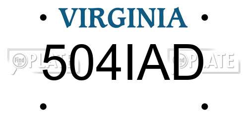 504IAD Virginia License Plate