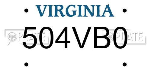 504VB0 Virginia License Plate