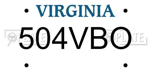 504VBO Virginia License Plate