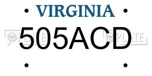 505ACD Virginia License Plate