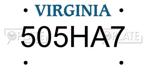 505HA7 Virginia License Plate
