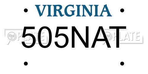 505NAT Virginia License Plate