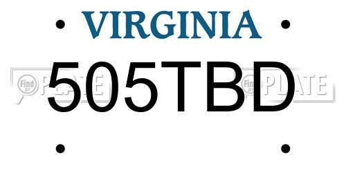 505TBD Virginia License Plate