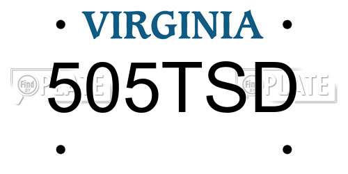 505TSD Virginia License Plate