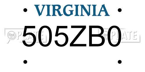 505ZB0 Virginia License Plate