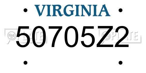 50705Z2 Virginia License Plate