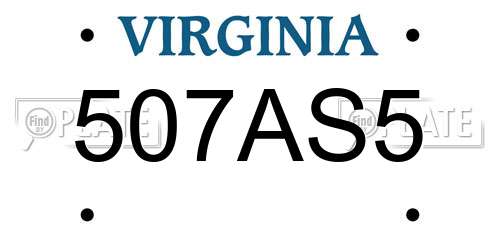 507AS5 Virginia License Plate