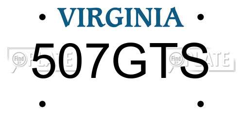 507GTS Virginia License Plate