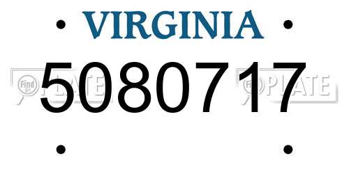 5080717 Virginia License Plate