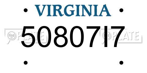 50807I7 Virginia License Plate