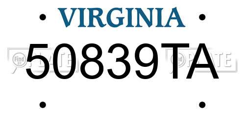 50839TA Virginia License Plate