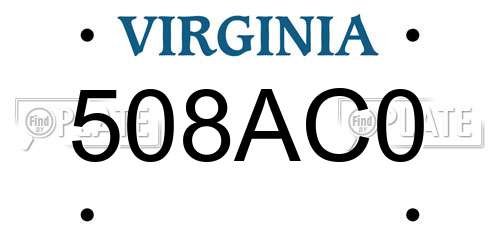 508AC0 Virginia License Plate