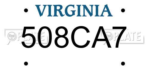 508CA7 Virginia License Plate