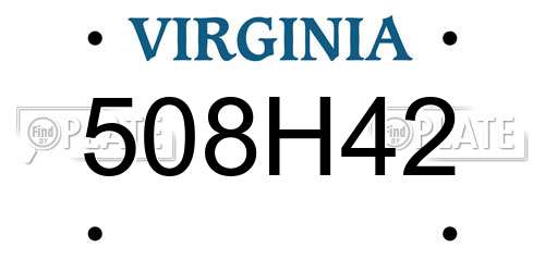 508H42 Virginia License Plate
