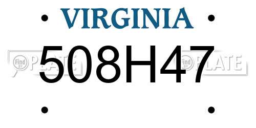 508H47 Virginia License Plate