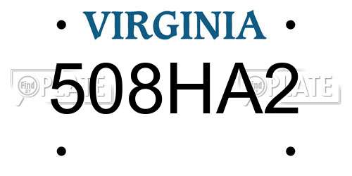 508HA2 Virginia License Plate