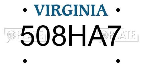 508HA7 Virginia License Plate