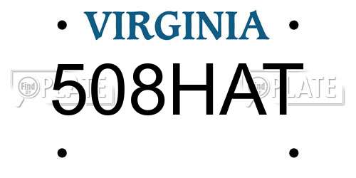 508HAT Virginia License Plate